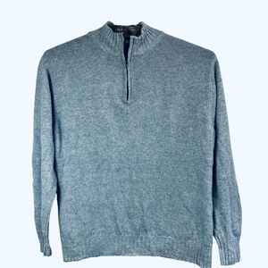 Bills Khakis 50% Cashmere 50% Linen Half-Zip Blue Sweater | Large | Made in USA